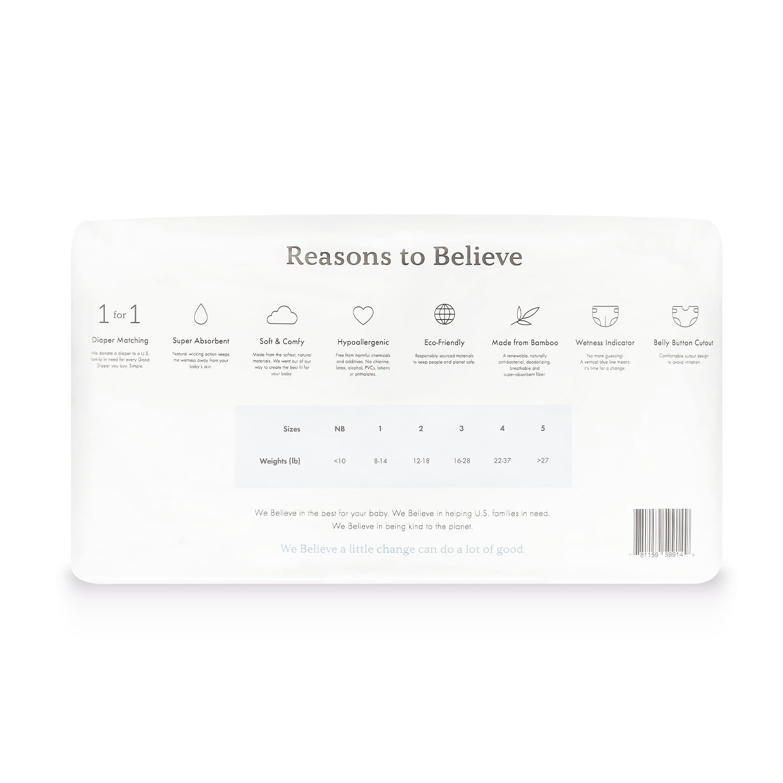 co Friendly Bamboo Believe Diaper Package Side Panel Information