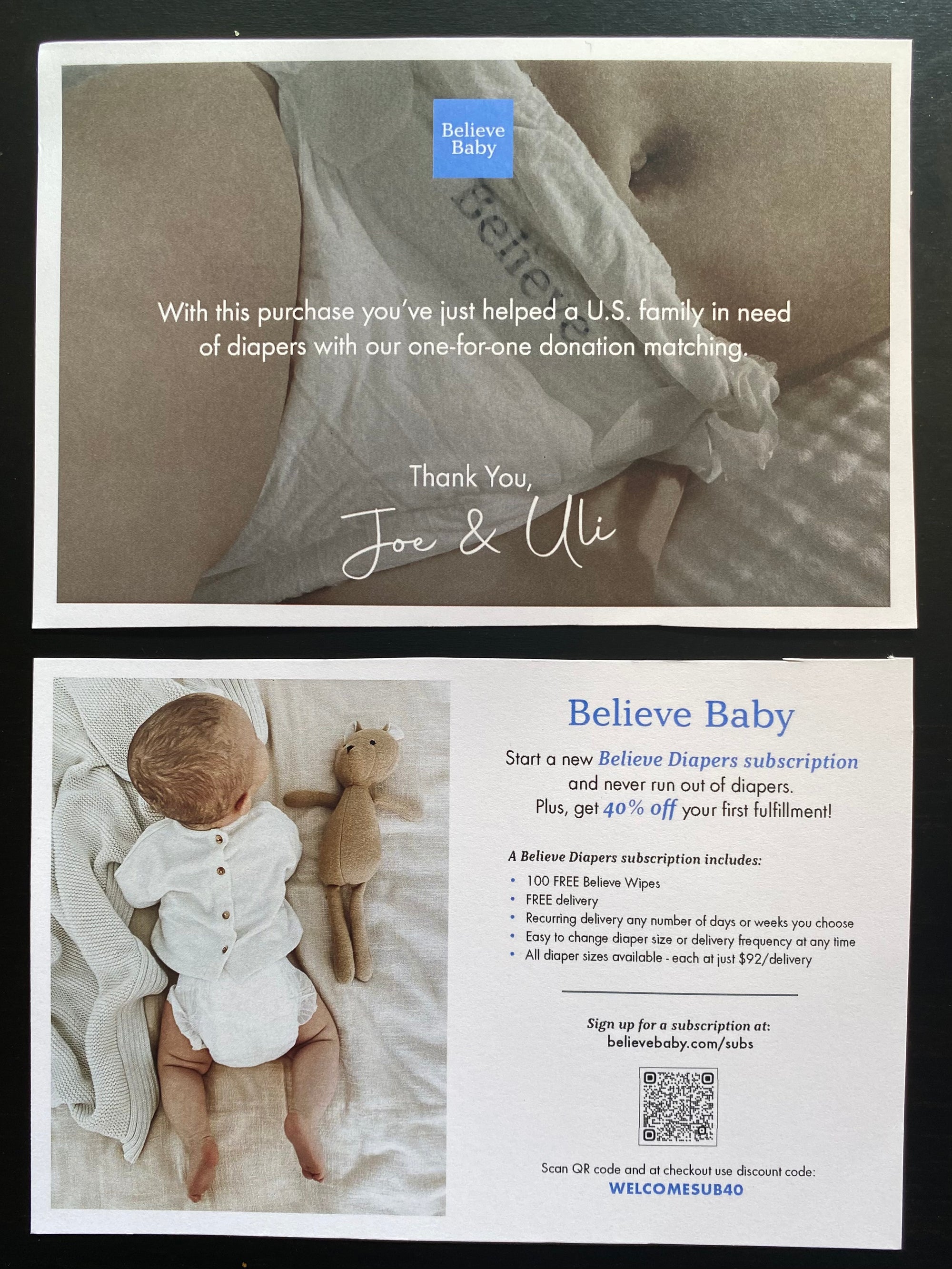 Believe Baby Promo Card