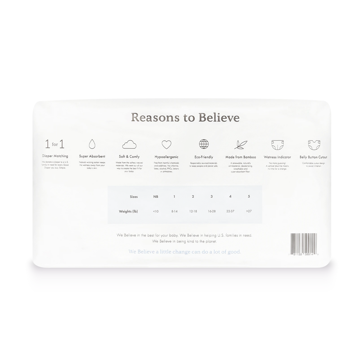 Eco Friendly Believe Diapers Package Side Panel