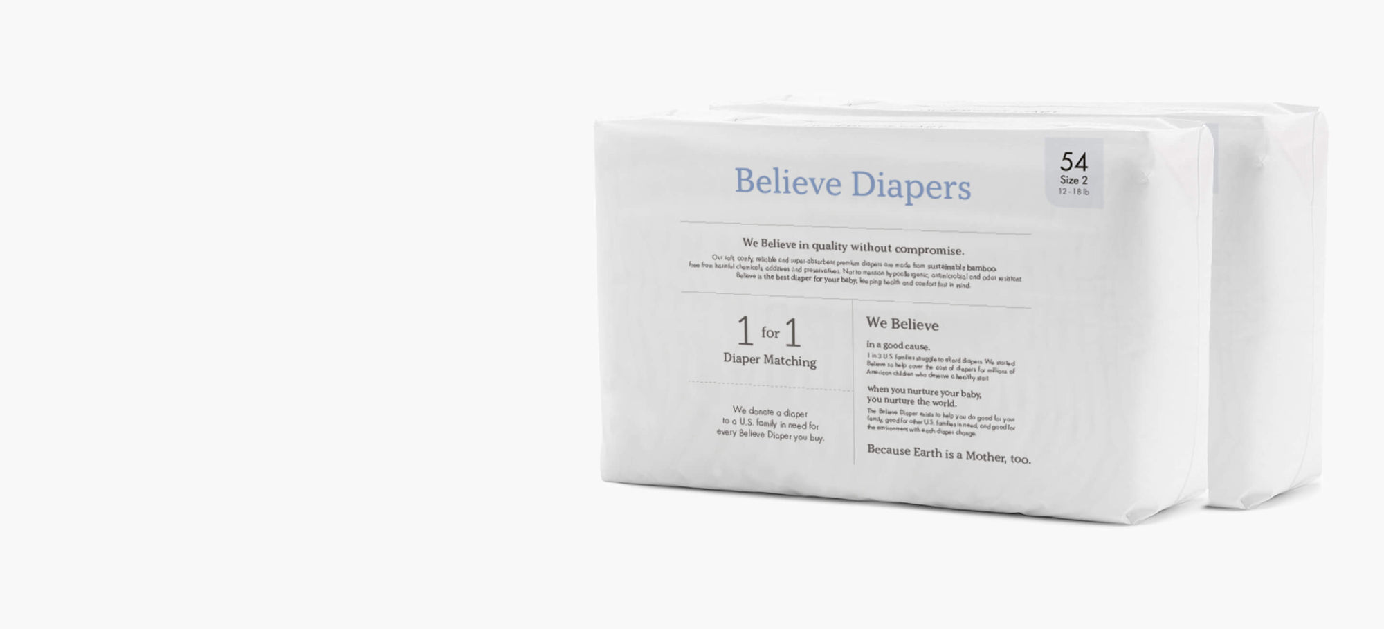 Package of eco friendly Believe Diapers